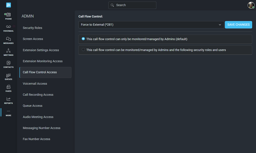 Call Flow Control Access Options